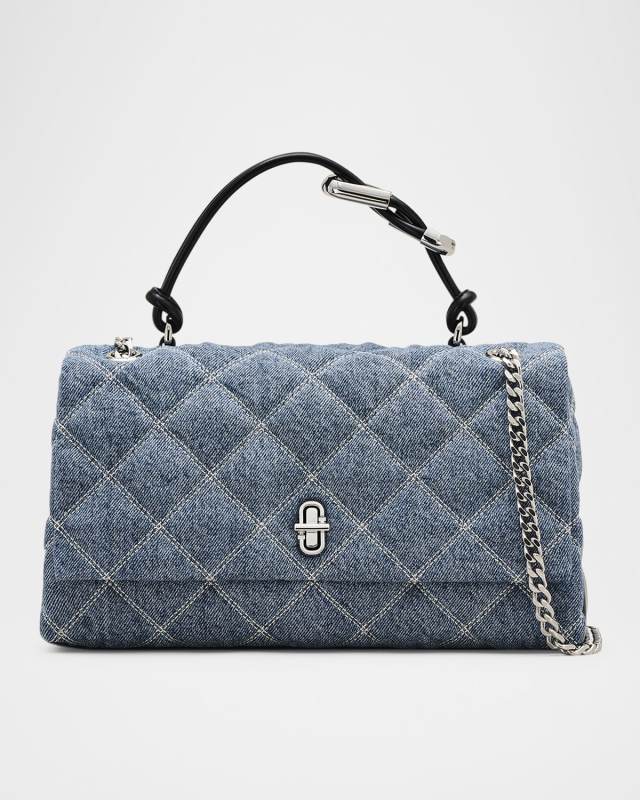 Dual Quilted Denim Shoulder Bag